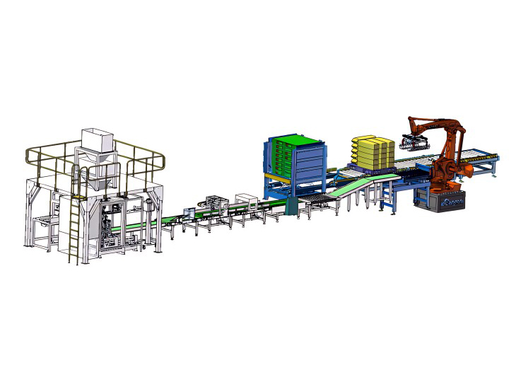 Fully Automatic Packaging And Palletizing Production Line, Fully Automatic Packaging And Palletizing Production Line, Intelligent Integrated Packaging System
