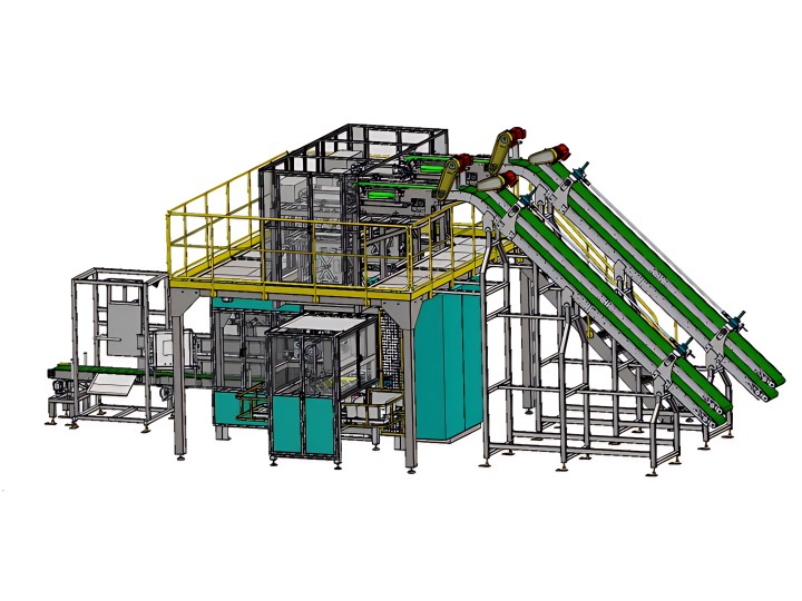 FFS Packaging Machine Modular palletizing, dual servo drive, vibration compaction, OPC-UA protocol